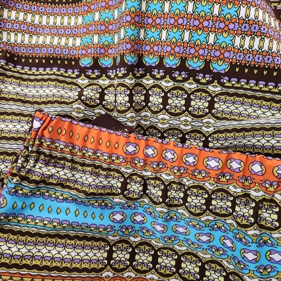 Mlle Gabrielle Women's 2X Maxi Dress Multi Color Tie around Neck - Picture 4 of 11